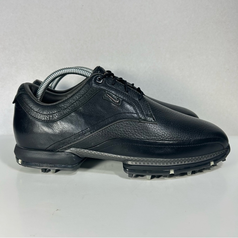 Nike Touring Premium Golf Black Leather Shoe 379221-091; Mens 9.5 Wide; Like New